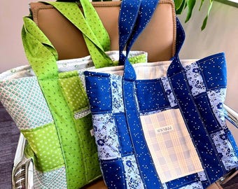 Modello di cucito per borsa tote patchwork grande – Design trapuntato (PDF)