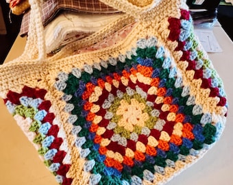 Granny Square Crochet Bag Pattern PDF: Easy Lined Tote Bag