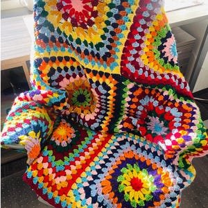 Couverture carrée grand-mère Sunburst au crochet - jeté rétro afghan, modèle PDF facile, téléchargement numérique