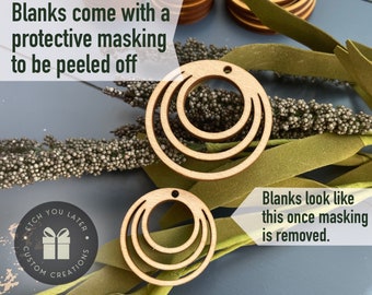 BULK- Triple Round Ring- DIY Earring Blanks— Blank Earring shapes- Boho Unfinished Natural Wood- Jewelry Making- Wooden Earrings for Makers
