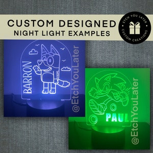 CUSTOM Design-Fully Customized- LED Night Light- Personalized Kids Room Acrylic Name Sign Decor Decoration Birthday Gift for Boy Girl