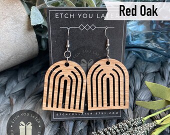 Arch- Rainbow- Dangling Earrings -Boho Modern Simple laser cut wood Custom unique Personalized Dangle Drop Earring Wooden Rustic