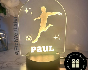 Sports- Hockey- Soccer- Basketball- LED Night Light- Personalized Kids Room Acrylic Name Sign Nursery Decor Decoration Birthday Gift for Boy