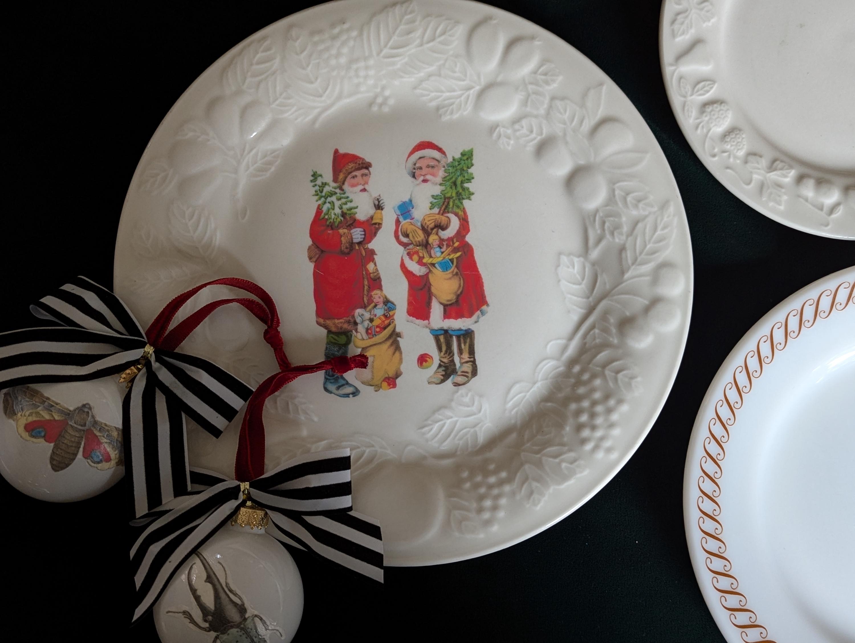 Chistmas Transferware Plate, Victorian Saint Nicolas Decorative