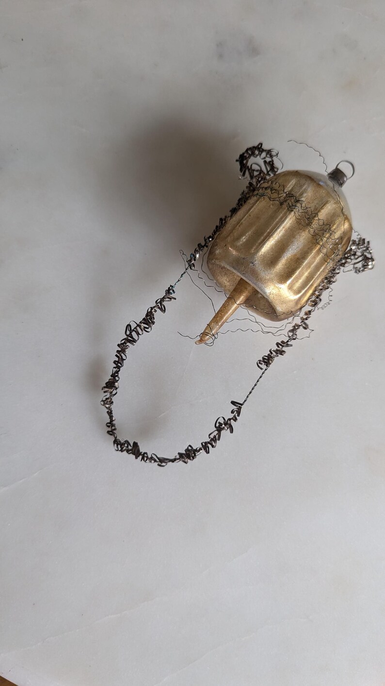 Antique Victorian Christmas Urn Tinsel and Mercury Glass Ornament ...