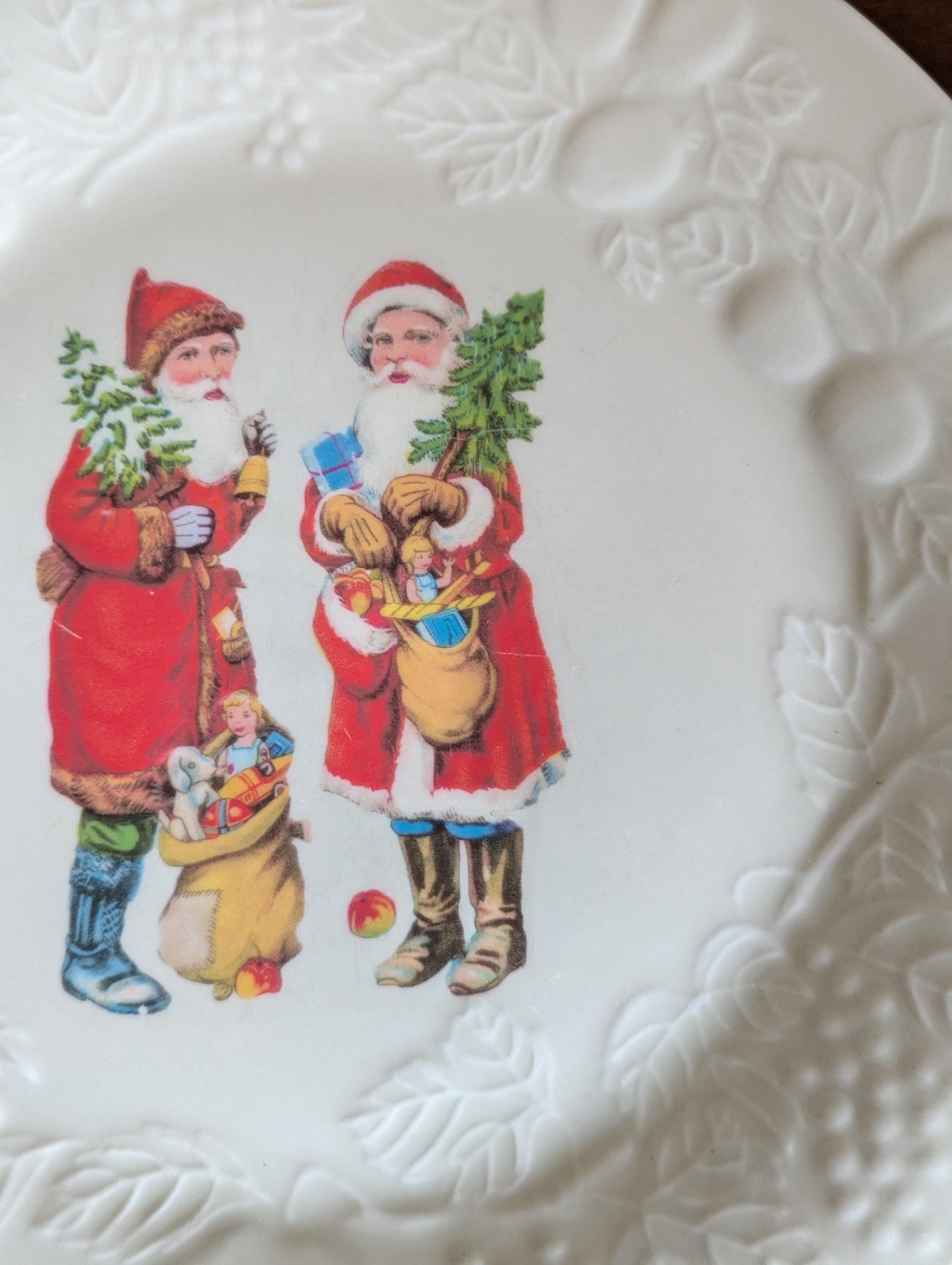 Chistmas Transferware Plate, Victorian Saint Nicolas Decorative
