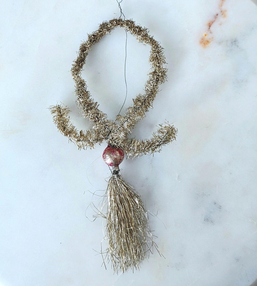 Antique Victorian Christmas Tinsel and Mercury Glass Ornament ...