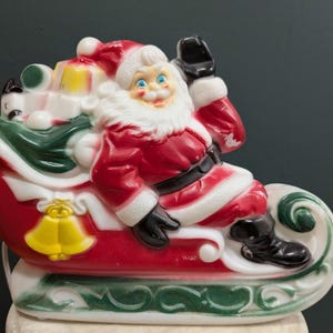 Vintage 1970 Empire Tabletop Santa Sleigh Christmas Blowmold
