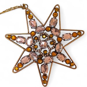 Rhinestone Sparkle Magic Gold  Star Czech Style Ornament for Christmas Tree
