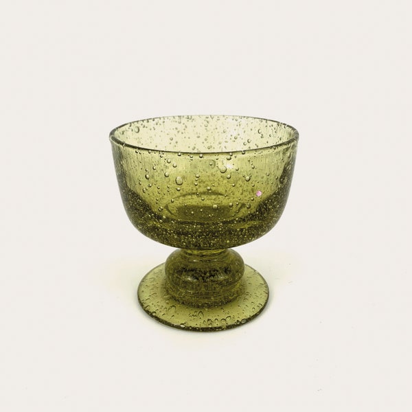 Cup, glass or tealight holder in green blown glass
