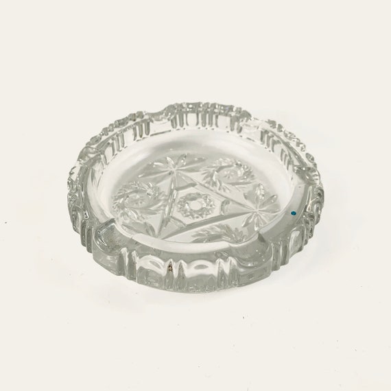 Etched glass ashtray