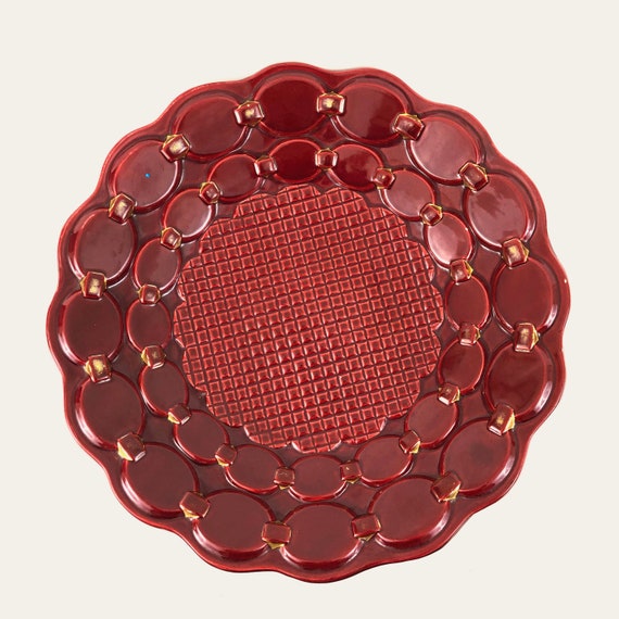 Maxi flat links in red and gold ceramic