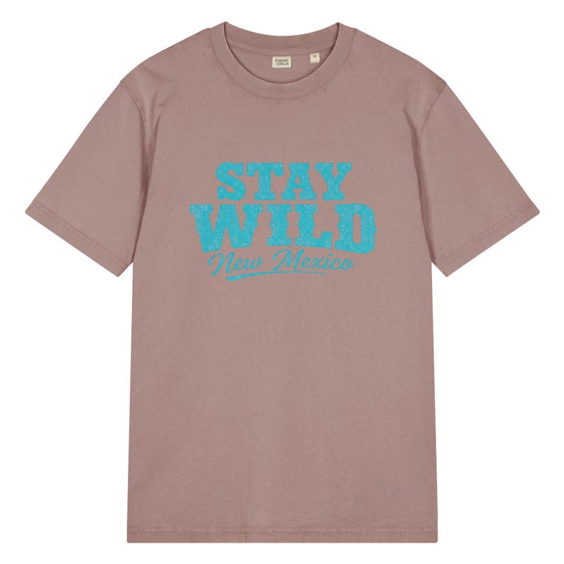 Stay Wild New Mexico Garment Dyed Vintage T-Shirt / Unisex Relaxed Fit / Turquoise