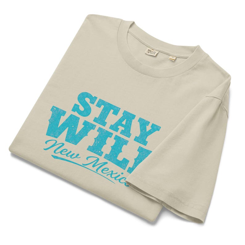 Stay Wild New Mexico Garment Dyed Vintage T-Shirt / Unisex Relaxed Fit / Turquoise
