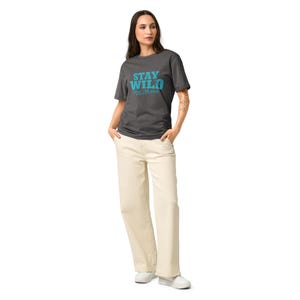 Stay Wild New Mexico Garment Dyed Vintage T-Shirt / Unisex Relaxed Fit / Turquoise