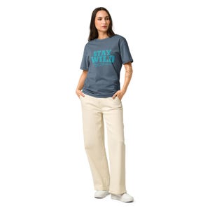 Stay Wild New Mexico Garment Dyed Vintage T-Shirt / Unisex Relaxed Fit / Turquoise