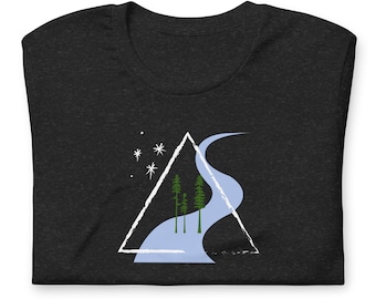 A-Frame By The River Graphic T-Shirt / Bella Canvas / Tree Stars Triangle River