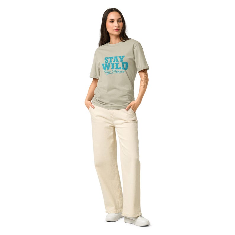 Stay Wild New Mexico Garment Dyed Vintage T-Shirt / Unisex Relaxed Fit / Turquoise