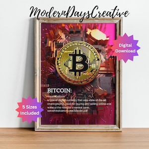 Bitcoin Définition Crypto Art Satoshi Print, Cryptocurrency Blockchain Ethereum Decentralized Wall Art Home Décor Digital Download Imprimable