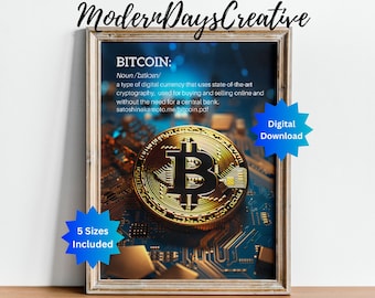 Bitcoin Definition Print Crypto Satoshi Nakamoto Art, Cryptocurrency Blockchain Ethereum Decentralised Wall Art, Home Décor Digital Download