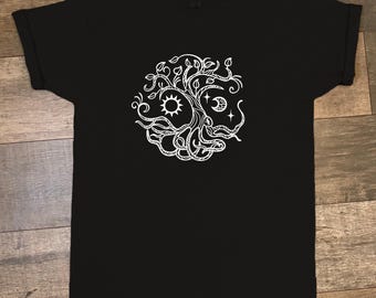 Tree of Life T-shirt. Sun. Moon. Stars.