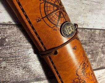 Role Play Game Dice/Pencil/Pen Roll. Pencil Case. Dice Case. D20. PU Leather. Map. Compass.