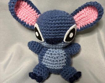 Handmade Stitch Crochet Plushie | Cute Lilo & Stitch Gift | Disney Amigurumi Doll | Crochet Stitch Toy | Kawaii Desk Decor