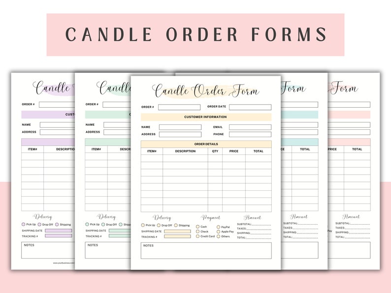Candle Order Forms Order Forms for Candle Business Etsy