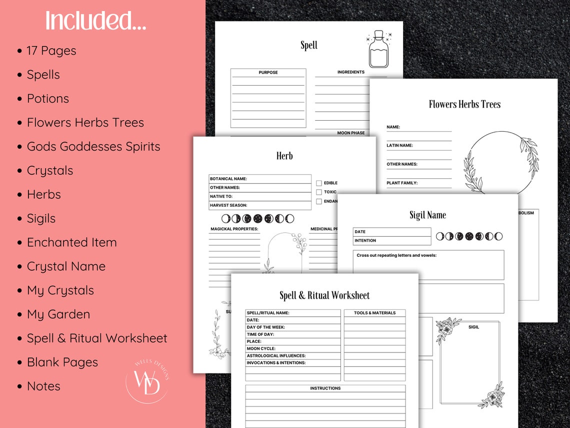 Blank Grimoire Pages Blank Spell and Ritual Pages Printable Grimoire ...