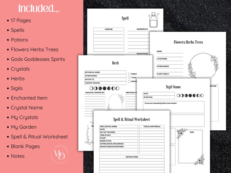 Blank Grimoire Pages Blank Spell and Ritual Pages Printable Grimoire ...