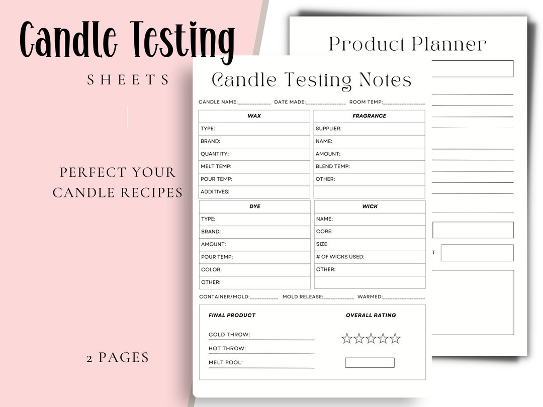Candle Testing Sheet Printable Candle Burn Test Sheet Candle Test