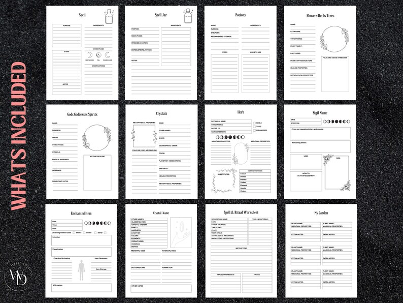 Blank Grimoire Pages Blank Spell and Ritual Pages Printable Grimoire ...