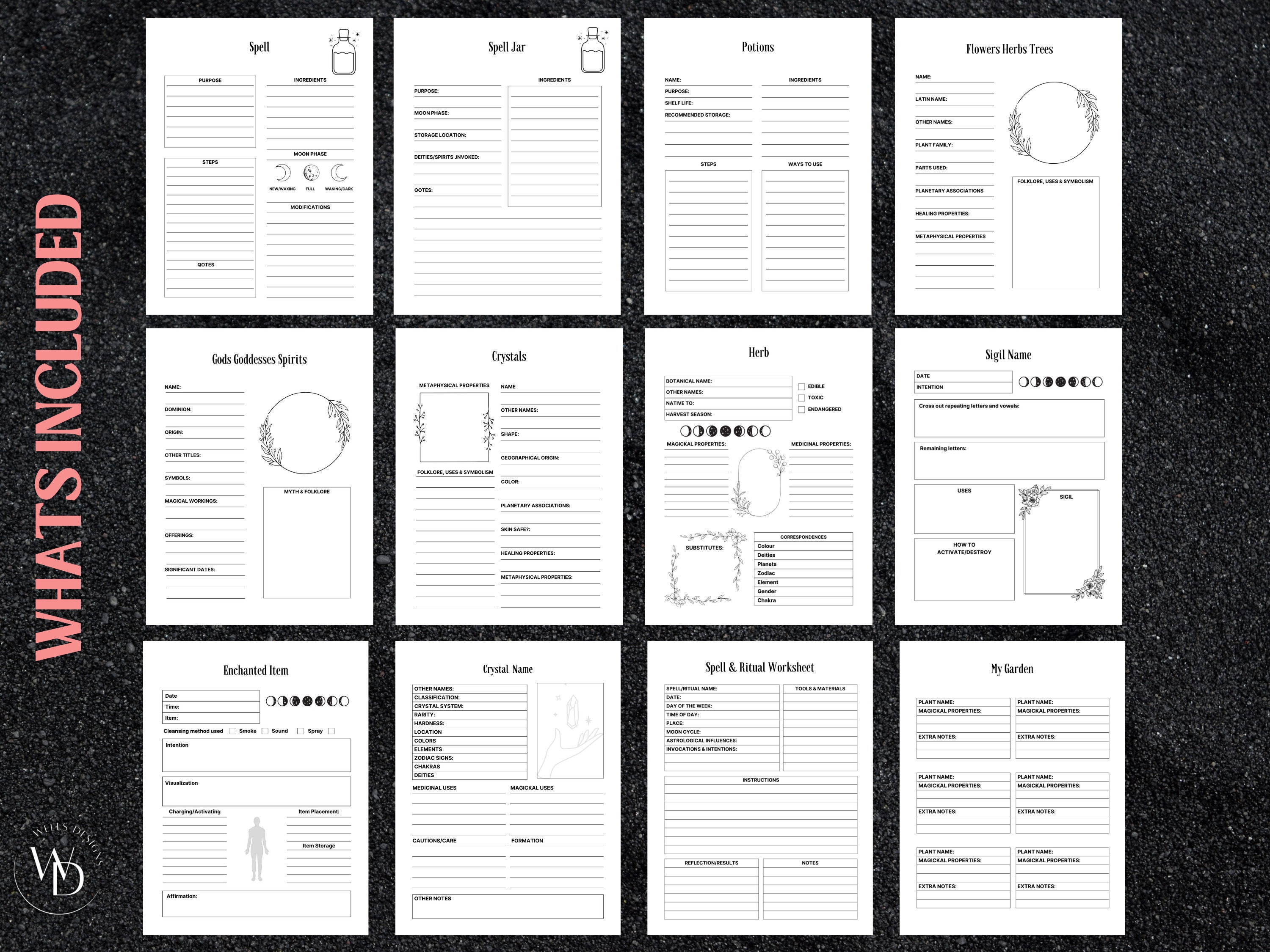 Blank Grimoire Pages Blank Spell and Ritual Pages Printable Grimoire ...
