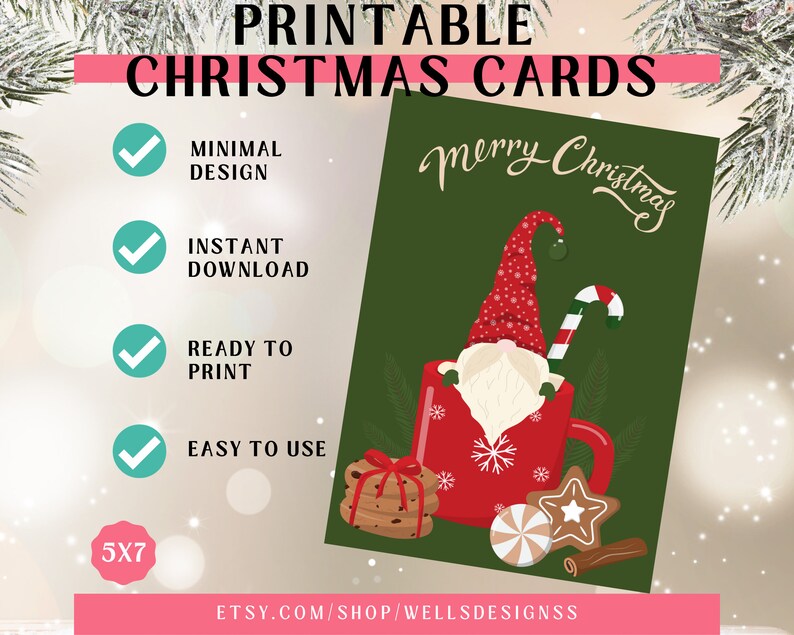 Printable Christmas Cards Etsy Printable Christmas Cards Etsy