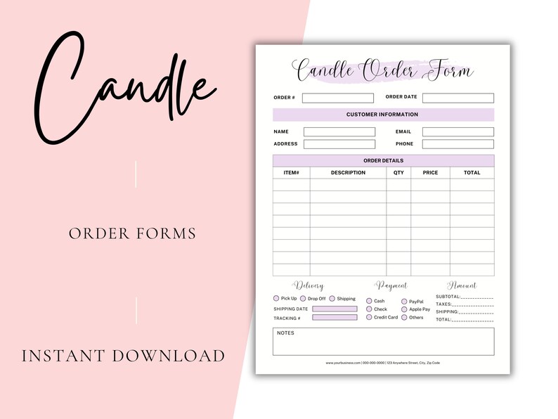 Candle Order Forms Order Forms for Candle Business Etsy