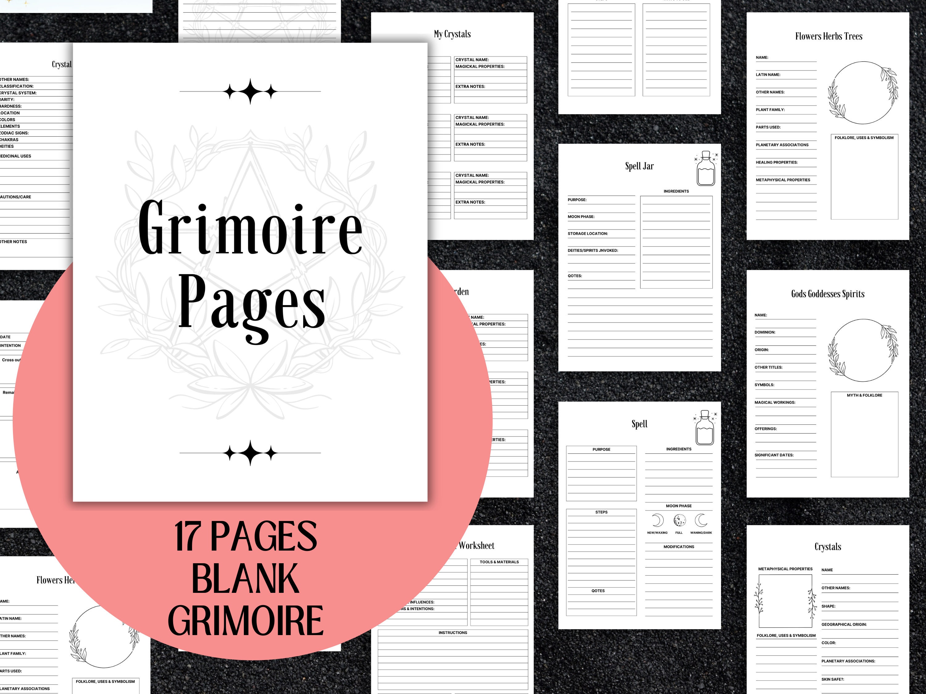 Blank Grimoire Pages Blank Spell and Ritual Pages Printable Grimoire ...
