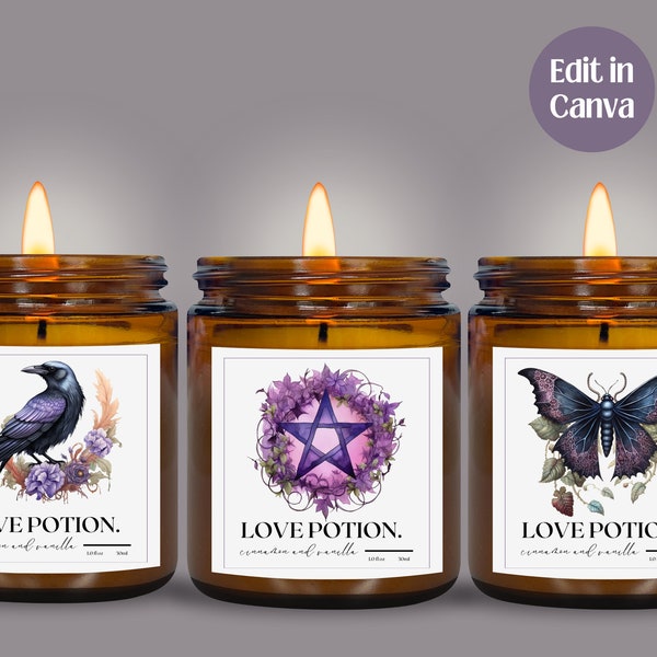 Candle Template Label Candle Spiritual Candle Label Printable Candle Sticker Witchy Candle Branding Canva Candle Business Branding Candle