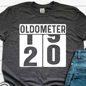 Oldometer 20 T-Shirt: Funny 20th Birthday Gift Tee