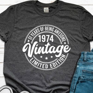 Camiseta vintage de edición limitada de 1974: regalo de 51 cumpleaños