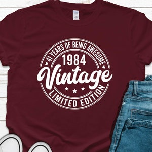 Koszulka Vintage 1984, Vintage 1984 Edycja Limitowana, Prezent na 41. urodziny dla kobiet, Prezent na 41. urodziny dla mężczyzn, Koszulka 41 lat bycia niesamowitym