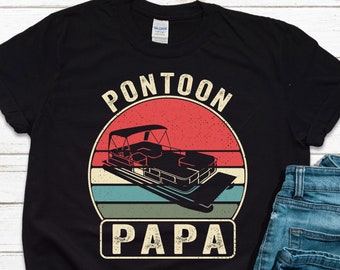 Pontoon Papa T-Shirt: Retro Boat Captain Gift