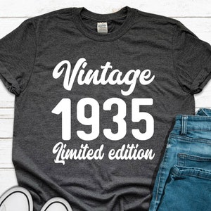 90th Birthday Shirt, Vintage 1935 Limited Edition T-Shirt, 1935 Birthday Shirt, 90th Birthday Gift For Women Men, 90th Birthday Men Tee