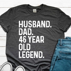 Funny 46th Birthday Gift for Men - Vintage Dad Born in 1979 Husband T-Shirt - Husband Dad 46 Year Old Legend Shirt