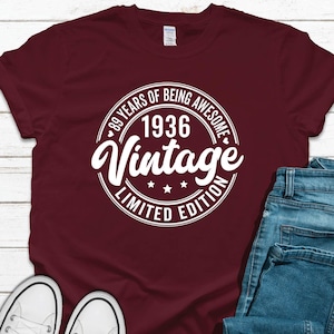 Vintage 1936 Limited Edition T-Shirt: 89th Birthday Gift