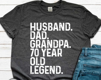 70th Birthday Gift for Men | Vintage Retro Dad Born in 1955 Husband T-Shirt | Husband Dad Grandpa 70 Year Old Legend Shirt
