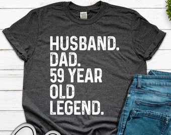 Funny 59th Birthday Gift for Men - Vintage Dad Born in 1965 Husband T-Shirt - Husband Dad 59 Year Old Legend Shirt