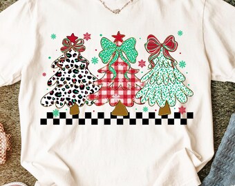 Comfort Colors® Christmas Tree Bow Shirt, Preppy Christmas Sweatshirt for Women, Christmas Tree Tshirt, Christmas Coquette Christmas Tree