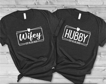 Hubby Wifey Shirts: Matching Couple Engagement Gift