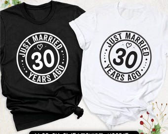 Camiseta de pareja a juego del 30.º aniversario: "Recién casados hace 30 años"
