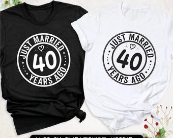 40th Anniversary Shirt: Just Married 40 Years Ago - Couples Matching Tee